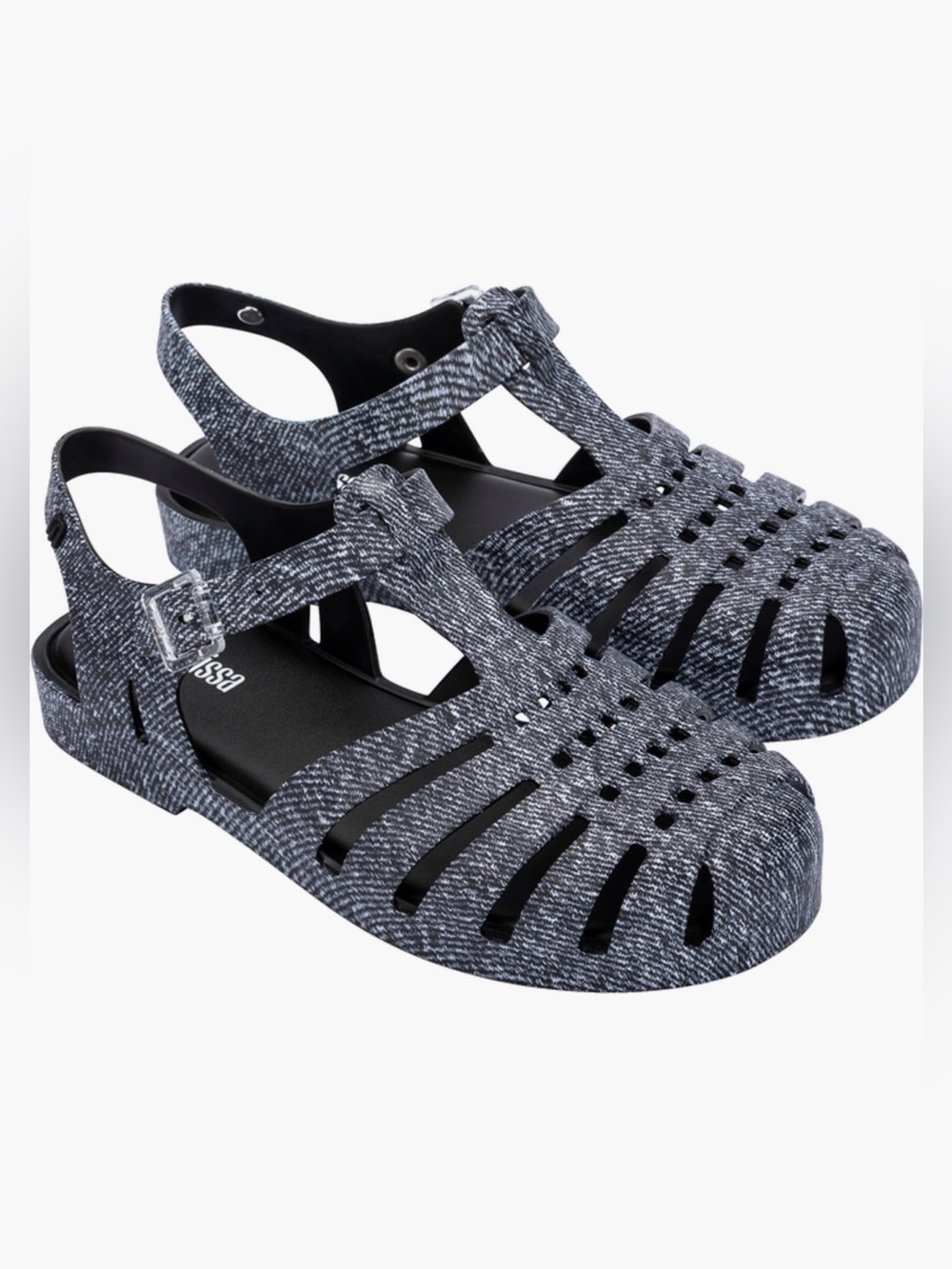 Melissa Women's Possession Denim Print Jelly Fisherman’s Sandals Sz 8
